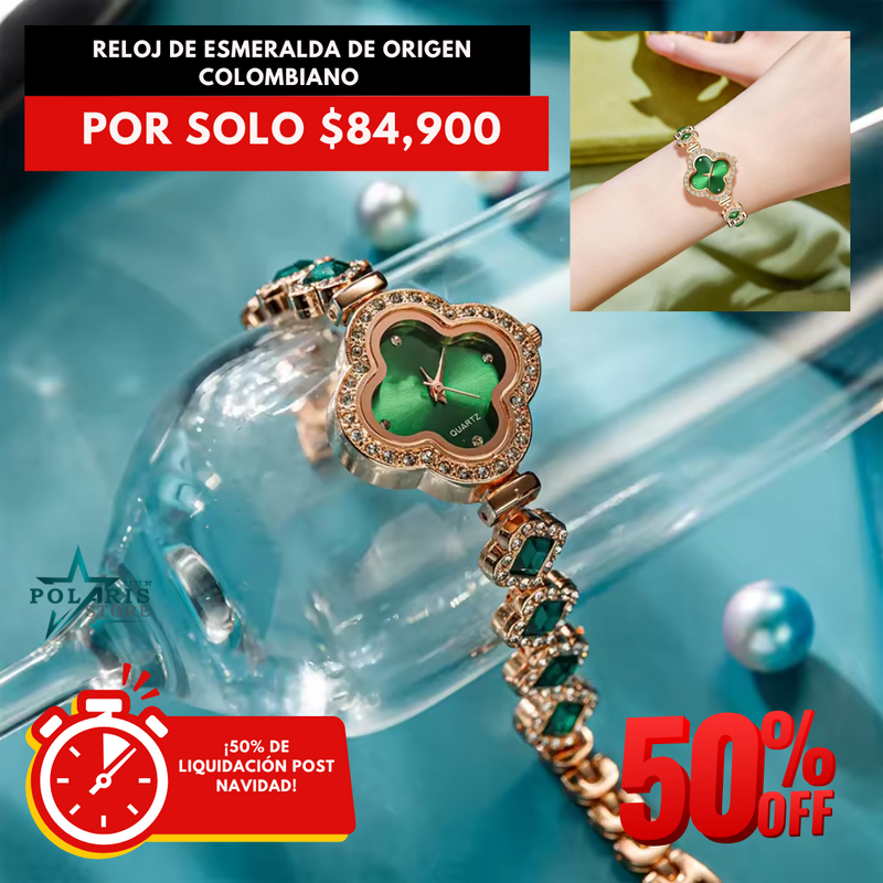 RELOJ DE ESMERALDA DE ORIGEN COLOMBIANO [REGALO ARETES DE ESMERALDA 50% OFF]