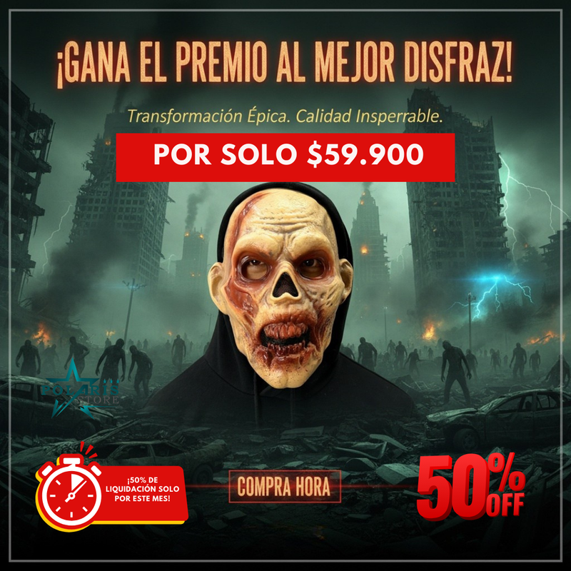 Mascara super realista Zombie para Halloween con 50% OFF