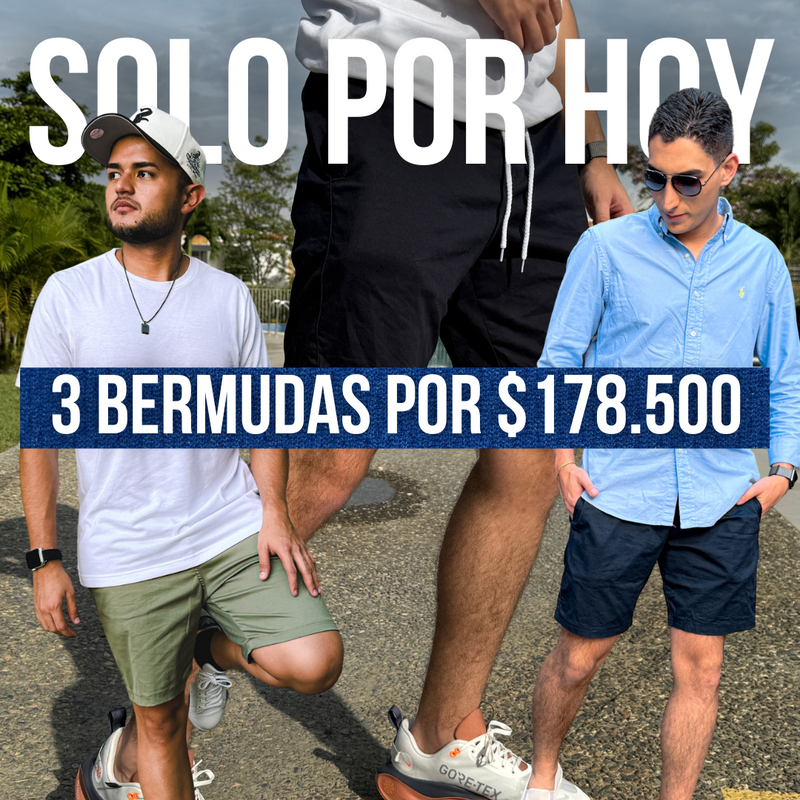 PACK BERMUDAS EN DRIL ELÁSTICO [PROMO SOLO POR HOY]