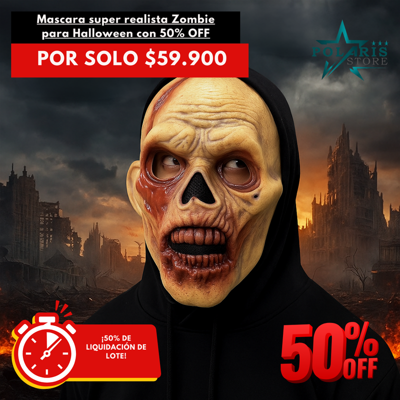 Mascara super realista Zombie para Halloween con 50% OFF