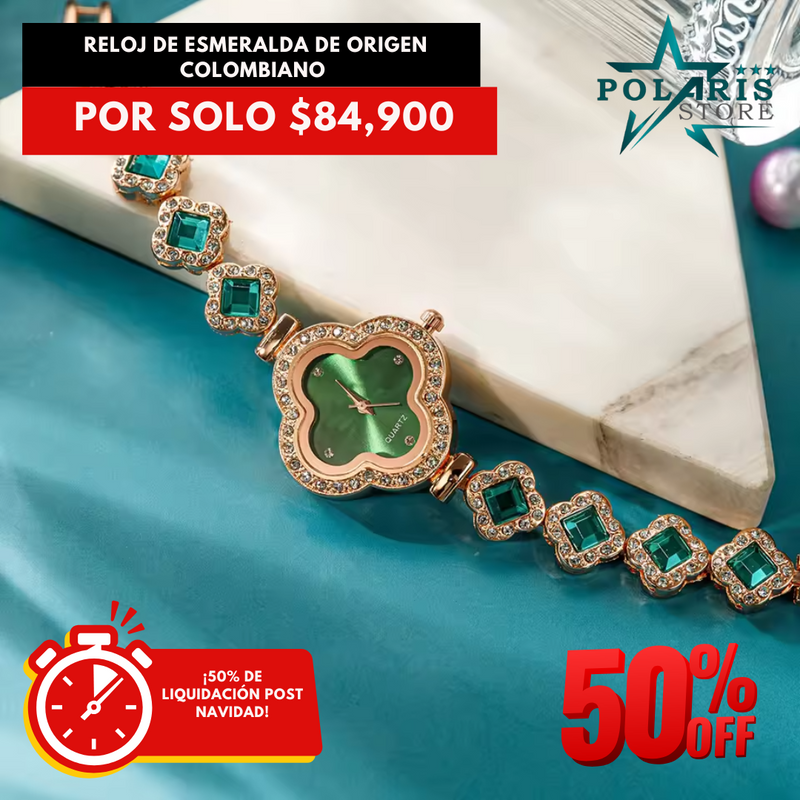 RELOJ DE ESMERALDA DE ORIGEN COLOMBIANO [REGALO ARETES DE ESMERALDA 50% OFF]
