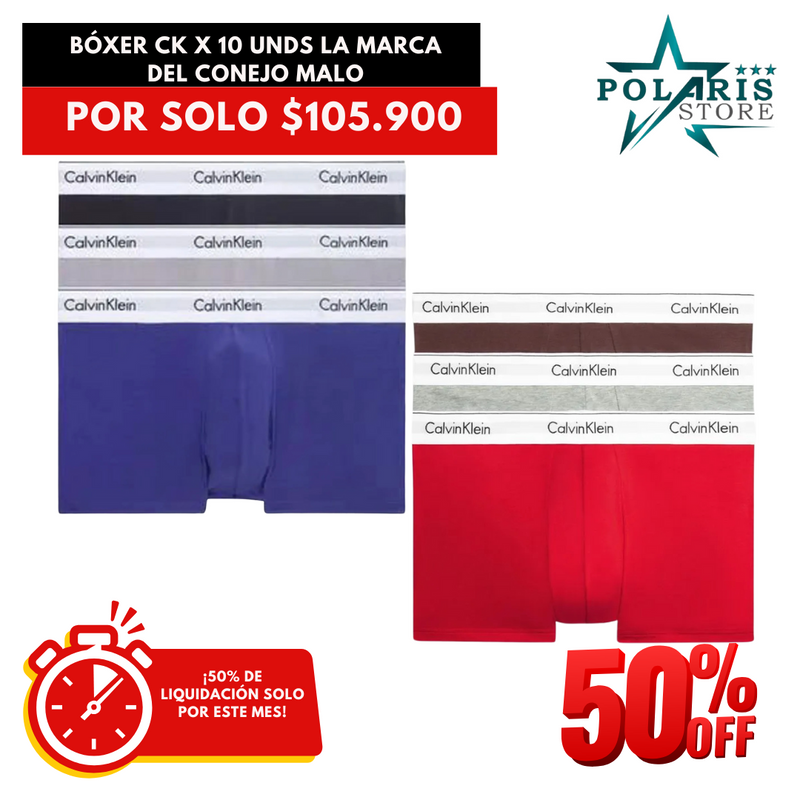 BÓXER CK X 10 UNDS LA MARCA DEL CONEJO MALO [50% OFF]