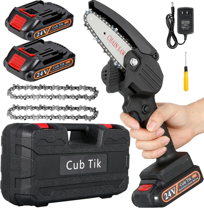MINI MOTOSIERRA ELECTRICA + BATERÍA & CADENA EXTRA 50% OFF
